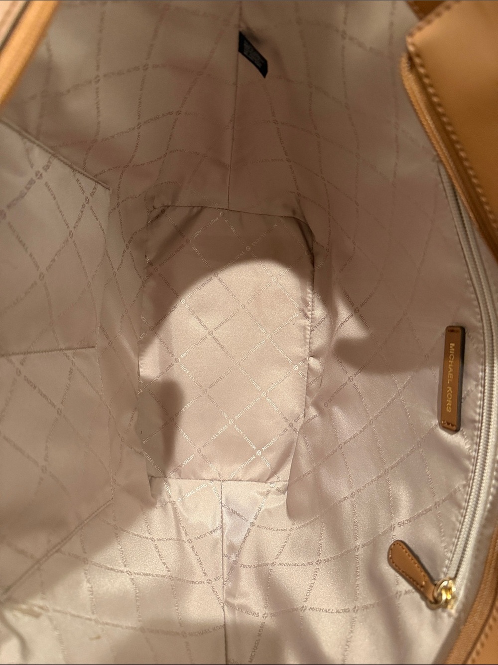 Michael Kors Canvas Tote | Cream & Cognac | Large Carryall - Picture 6 of 11